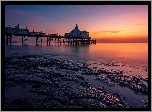 Molo, Eastbourne Pier, Morze, Zachód słońca, Eastbourne, Anglia