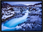 Rzeka Bruara, Wodospad Bruarfoss Waterfall, Islandia, Zima