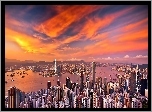 Drapacze Chmur, Panorama, Miasta, Z lotu ptaka, Hong Kong