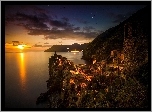 Vernazza, Cinque Terre, Włochy, Wybrzeże, Zachód Słońca