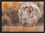 Dzieci, Deszcz, Parasolka