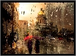 Deszcz, Ulica, Budynki, Zdjęcie miasta