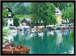Domy, Łódki, Jezioro, Bled, Słowenia