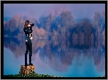 Dziewczyna, Fotografowanie, Aparat, Jezioro