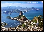 Góry, Morze, Rio de Janeiro, Panorama Miasta, Brazylia, Wyspy, Wybrzeże, Z lotu ptaka