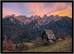 Góry, Alpy Julijskie, Las, Drzewa, Dom, Kranjska Gora, Słowenia