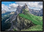 Góry Alpy, Dolomity, Masyw Odle, Łąki, Rezerwat przyrody Puez-Geisler, Prowincja Bolzano, Włochy