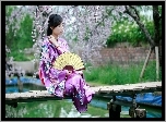Japonka, Ogród, Kimono, Wachlarz