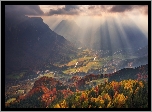 Gmina Jesenice, Słowenia, Góry, Przebijające światło, Jesień