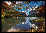 Jesień, Jezioro, Góry, Liście, Drzewa