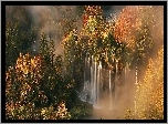 Jesień, Las, Mgła, Wodospad