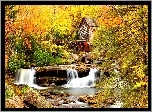 Jesień, Młyn, Rzeka, Wodospad
