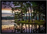 Jezioro Delton, Wisconsin, Drzewa, Odbicie