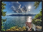 Jezioro Varese, Włochy, Promienie Słońca, Góry