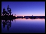 Jezioro, Drzewa, Góry, Noc, Tahoe, Kalifornia