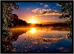 Jezioro, Gałęzie, Wschód słońca