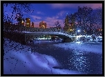 Nowy Jork, Central Park, Zima, Rzeka, Most
