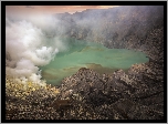 Krater, Wulkanu, Jezioro, Skały, Dym
