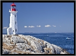 Kanada, Latarnia Morska Peggys Point, Skały, Morze