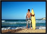 Mężczyzna, Plaża, Morze, Fale, Surfing