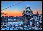 Montreal, Zachód, Słońca, Most, Rzeka