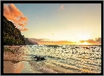 Morze, Plaża, Kauai, Promienie, Słońca, Hawaje