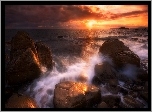 Morze, Zachód Słońca, Kamienie