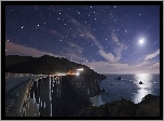 Most Bixby, Noc, Światło, Księżyca, Kalifornia