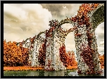 Francja, Akwedukt Maintenon, Most, Drzewa, Jesień, Zabytek