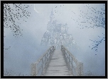 Most, Zamek, Mgła, Księżyc, Ptaki, Fantasy