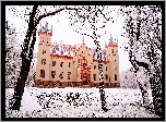 Pałac, Śnieg, Drzewa