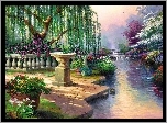 Piękny, Ogród, Malarstwo
