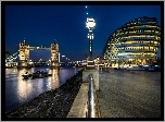 Oświetlony, Tower Bridge, Tamiza, Londyn