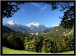 Niemcy, Park Narodowy Berchtesgaden, Góry Watzmann, Las, Łąka