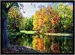 Park, Rzeka, Kolorowe, Drzewa, Jesień