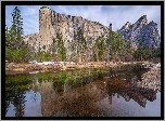 Stany Zjednoczone, Kalifornia, Park Narodowy Yosemite, Rzeka, Merced River, Góry, El Capitan, Drzewa