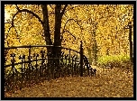 Park, Jesienią, Mostek, Aleja