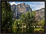 Stany Zjednoczone, Stan Kalifornia, Park Narodowy Yosemite, Góry, Lasy, Wodospad