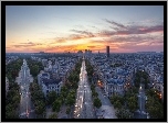 Paryż, Panorama, Miasta, Ulice, Zachód Słońca