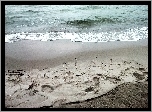 Morze, Plaża, Napis