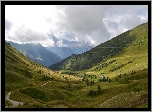 Włochy, Prowincja Belluno, Dolomity, Góry, Łąki, Drzewa