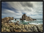 Australia, Punkt widokowy Sugarloaf Rock, Morze, Skały, Chmury