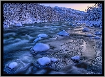 Rzeka Lakselva, Miasto Porsanger, Norwegia, Zima
