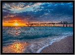 Stany Zjednoczone, Stan Floryda, Morze, Zachód Słońca, Molo Venice Fishing Pier