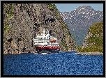 Statek, Morze, Góry, Skały, Norwegia
