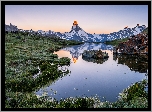 Góry Alpy, Szczyt Matterhorn, Jezioro Stellisee, Kamienie, Kanton Valais, Szwajcaria