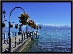 Szwajcaria, Jezioro, Pomost, Kwiaty