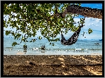Plaża, Drzewo, Hamak, Morze Andamańskie, Łódki, Prowincja Krabi, Tajlandia