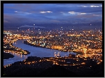 Tajwan, Tajpej, Miasto nocą, Rzeka  Danshui He