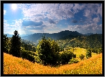 Ukraina, Jesień, Góry, Karpaty, Promienie Słońca